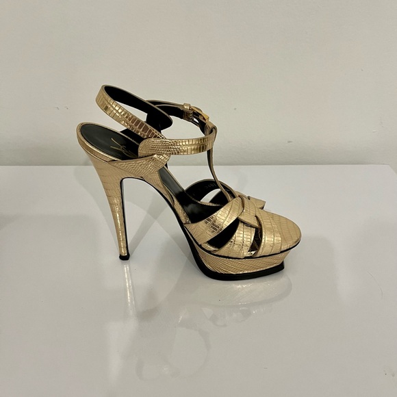 Yves Saint Laurent Gold lizard Platform stilettos. Size 36. - Picture 2 of 10